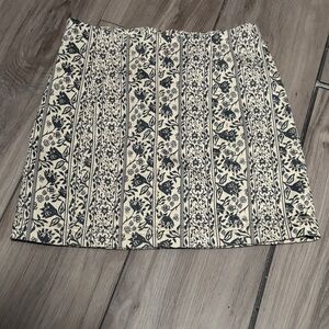 Free People Cream Mini Skirt with Black Floral Stripes